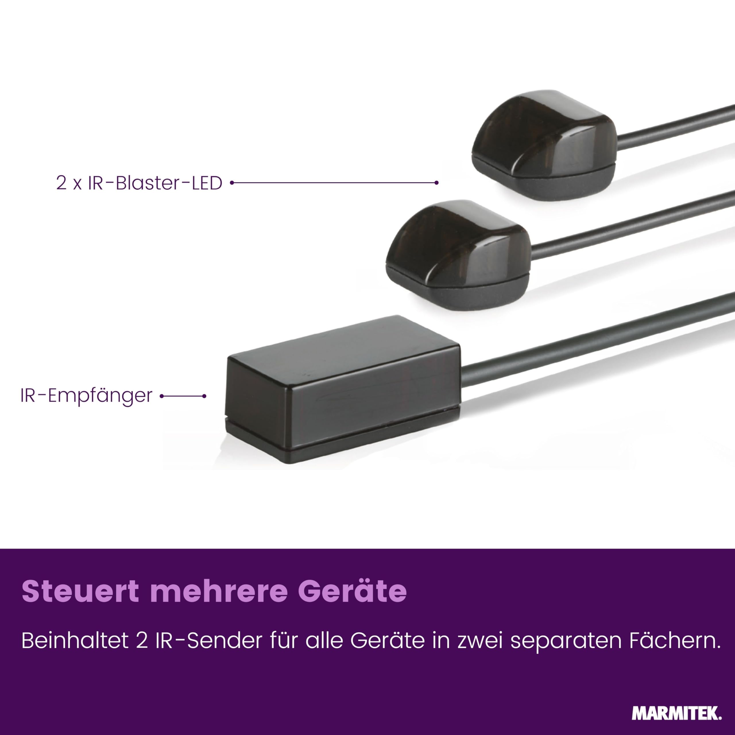 MarmitekInfrarotverlängerung - Marmitek Invisible Control 6 XTRA - Bedienen von Geräte in einem geschlossenen Schrank - kompatibel mit allen europäischen TV Decodern - extra kleiner Empfänger - Blaster LED | IR Extender zum Bedienen von Geräten im Schrank