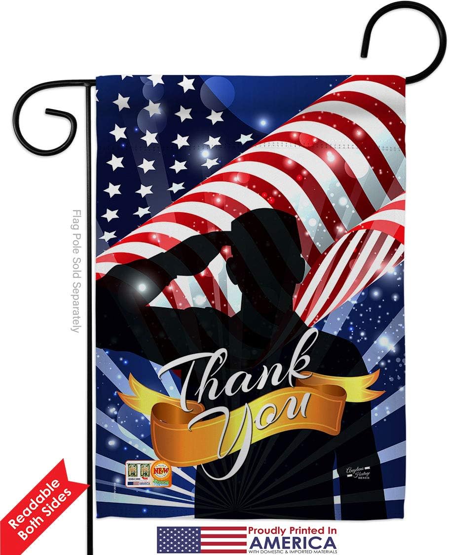 Service Thank You Garden Flag Armed Forces All Branches Support Honor United State American Military Veteran Official Small Decorative Gift Yard House Banner Double-Sided Made In USA 13 X 18.5