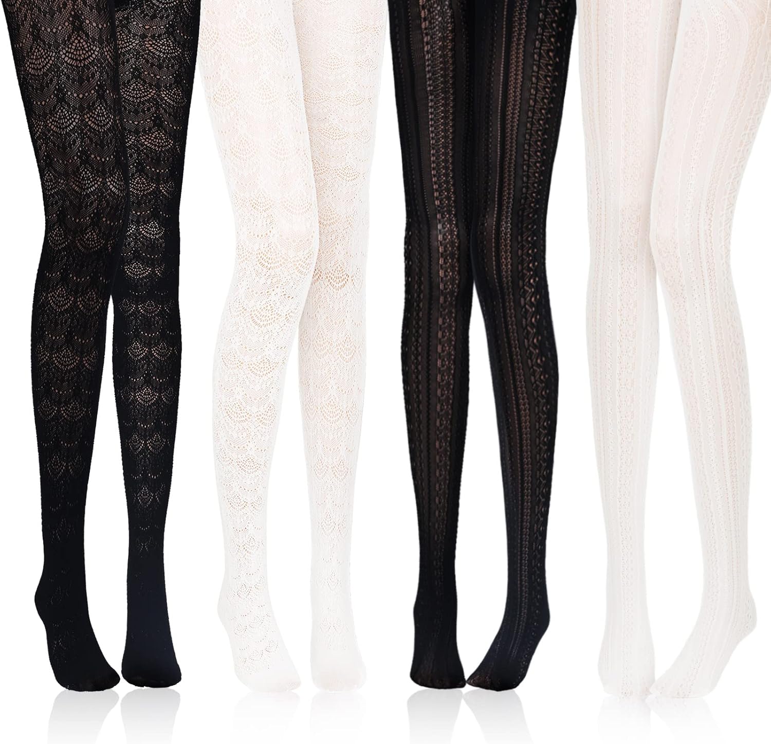 4 Pares Medias Estampadas de Punto Medias de Red Femeninas Pantimedias