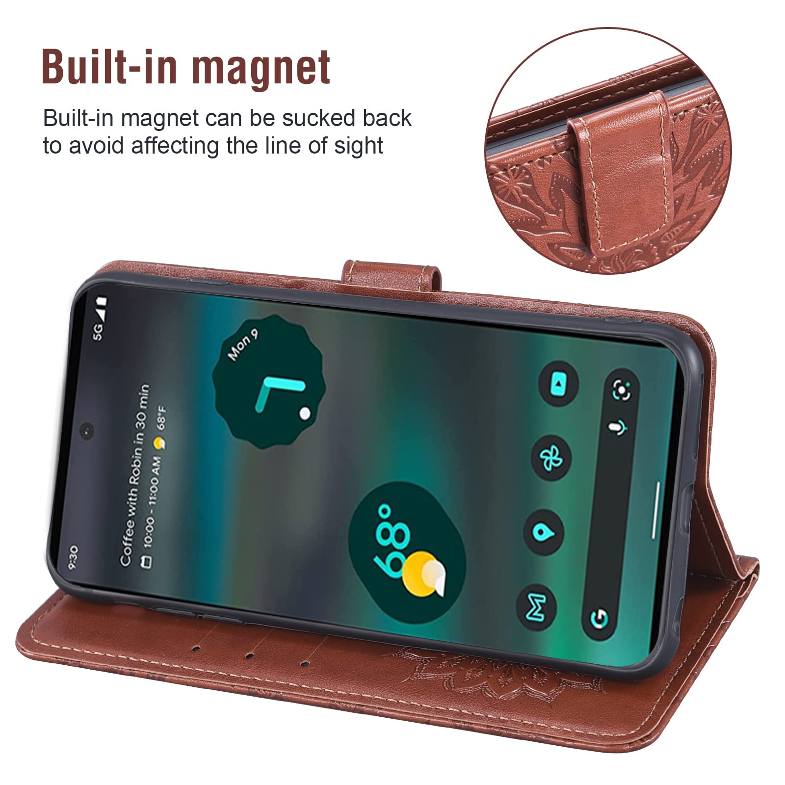 VEEMOS Funda Para Google Pixel 6a 5G, Plegable, Diseño De árbol De