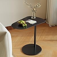 Vista 13 de Mesa auxiliar en forma de C, mesa auxiliar de hierro para espacio pequeño para sala de estar, dormitorio, baño, mesa comercial de tienda de té