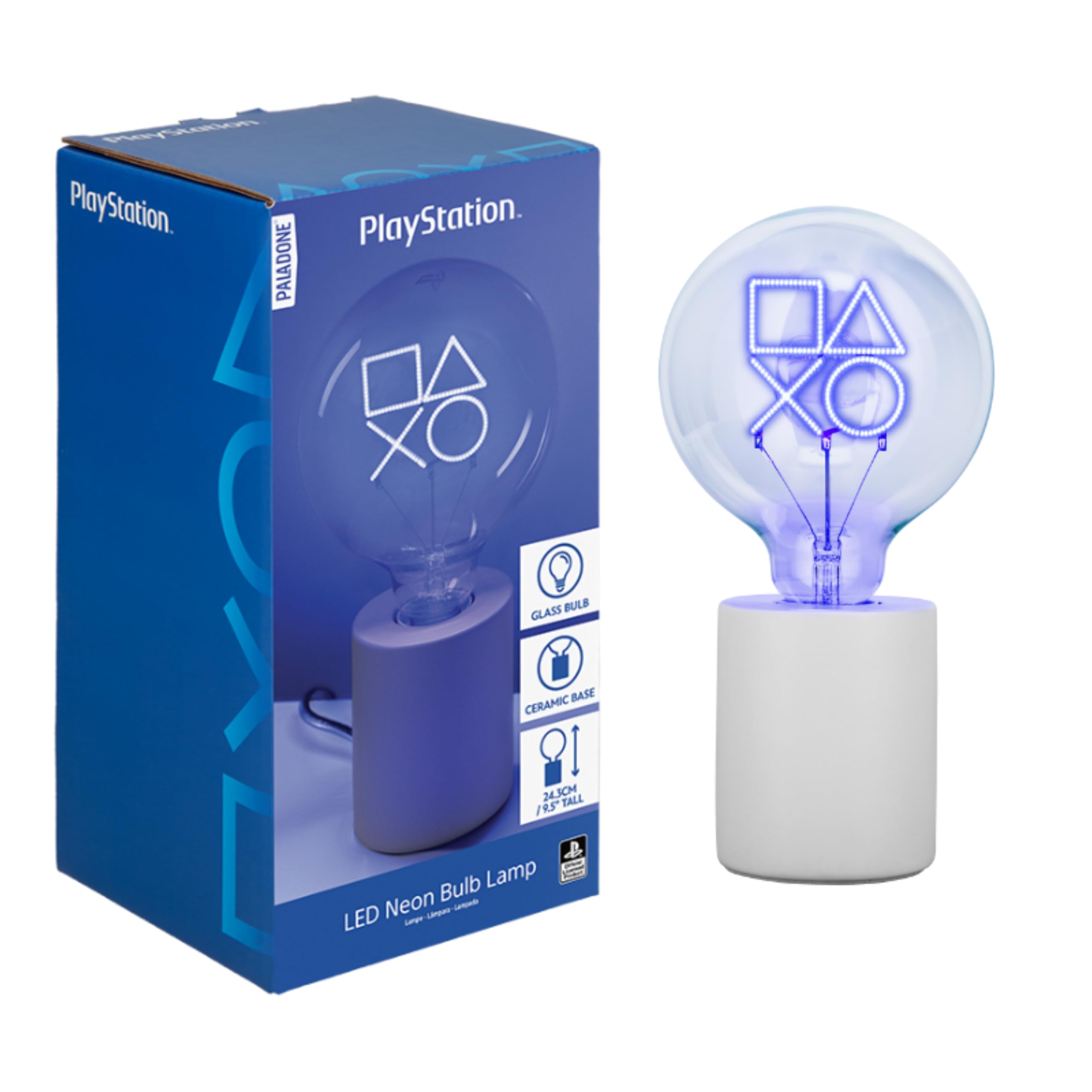Paladone PlayStation Icons Decorative LED Neon Bulb Lamp, E27 Glass Lightbulb, Officially Licensed Sony Gamer Gift