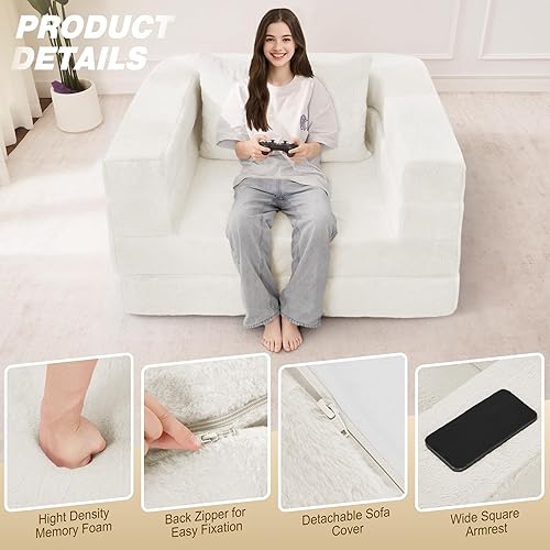 Miniatura 229 de Cama humana gigante para perro, cama 3 en 1 para perro de tamaño humano con funda de piel sintética lavable, cama grande plegable para mascotas con