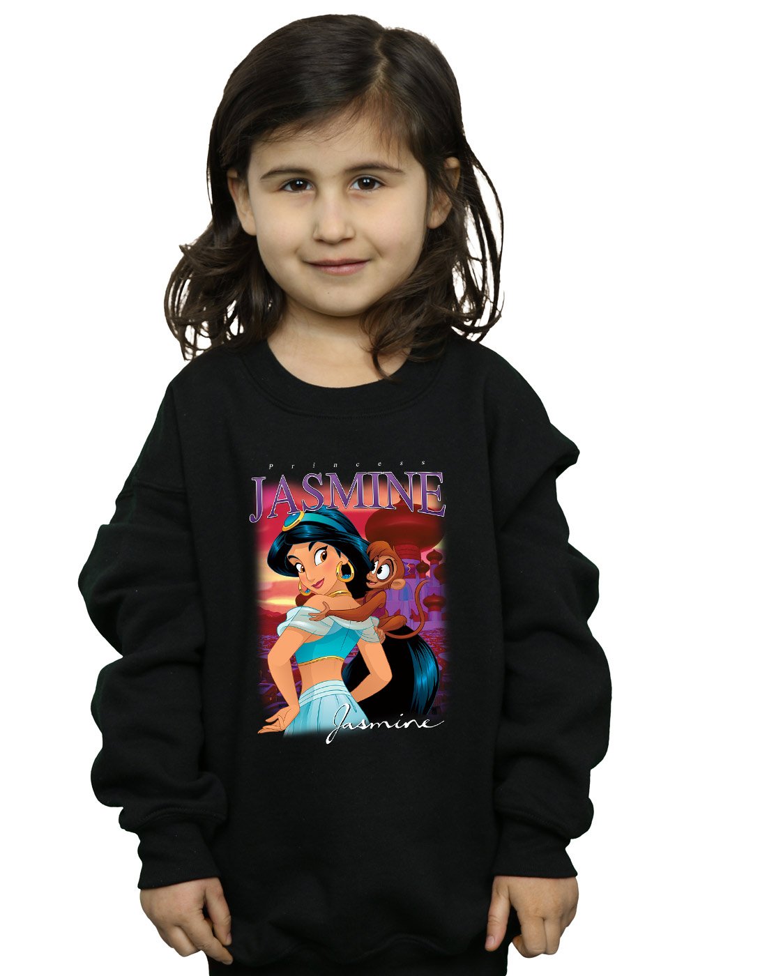Disney Girls Aladdin Princess Jasmine Montage Sweatshirt Black 5-6 Years