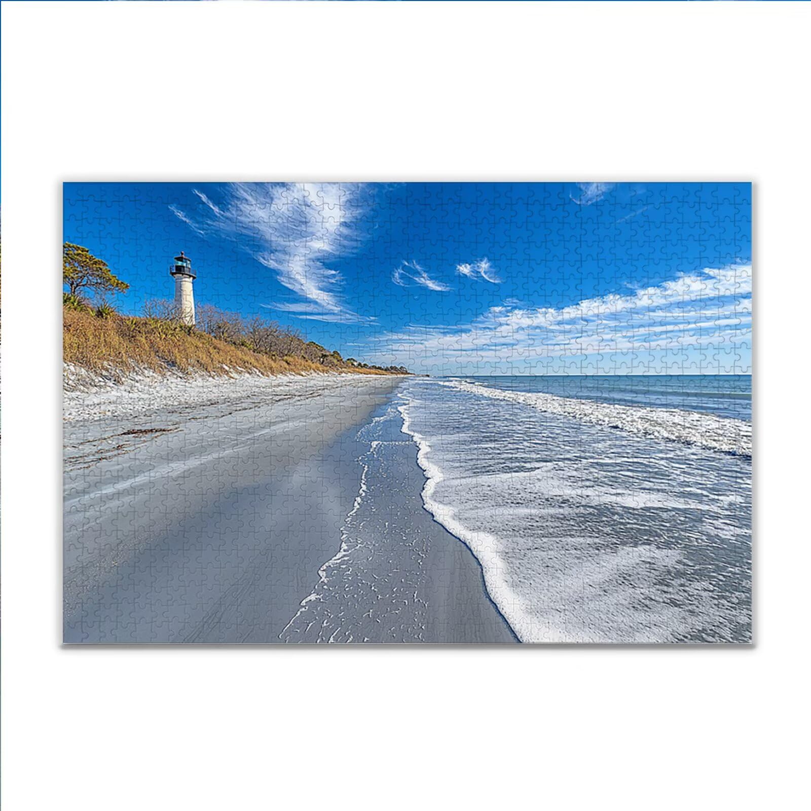 Puzzle 2000 Piezas Adultos Puzzle Playa Faro Rompecabezas Adultos XXL 100 x 70cm, Impossible Rompecabezas, Madera Jigsaw Arte Juego Educa Familiar Aliviar El Estrés, Regalos para Hombres y Mujeres R71