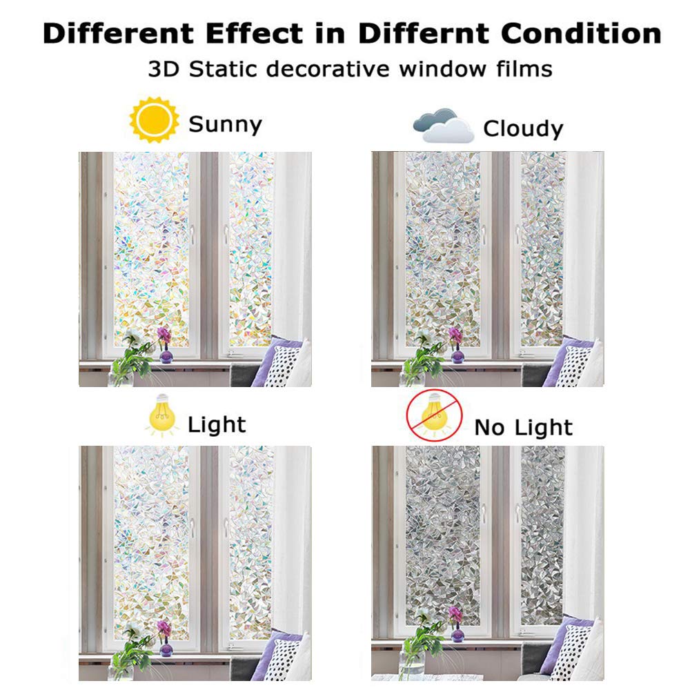 Finnez Pellicola per Vetri Finestre Colorata-Adesivo per Finestre Autoadesivo,Protezione Traslucida Privacy Anti UV,Decorativo per Vetrine,Salotti,Stanze da Studio,Stanze per Bambini (90 × 400 cm)
