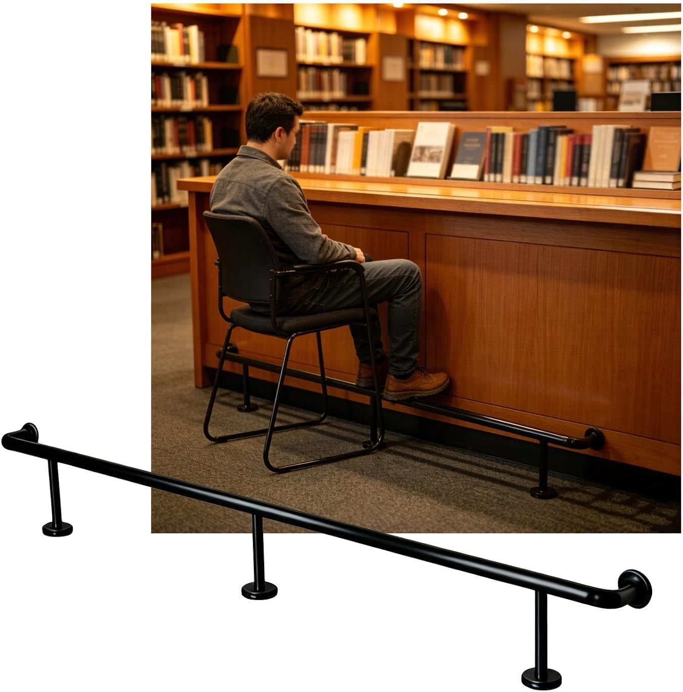 HGOuhK Bar Foot Rail Kit Bar Foot Rail Kit，Bar Heavy Duty Bars Feet Rest for Restaurant Kitchen Library(Schwarz,1.0M/3.28FT)