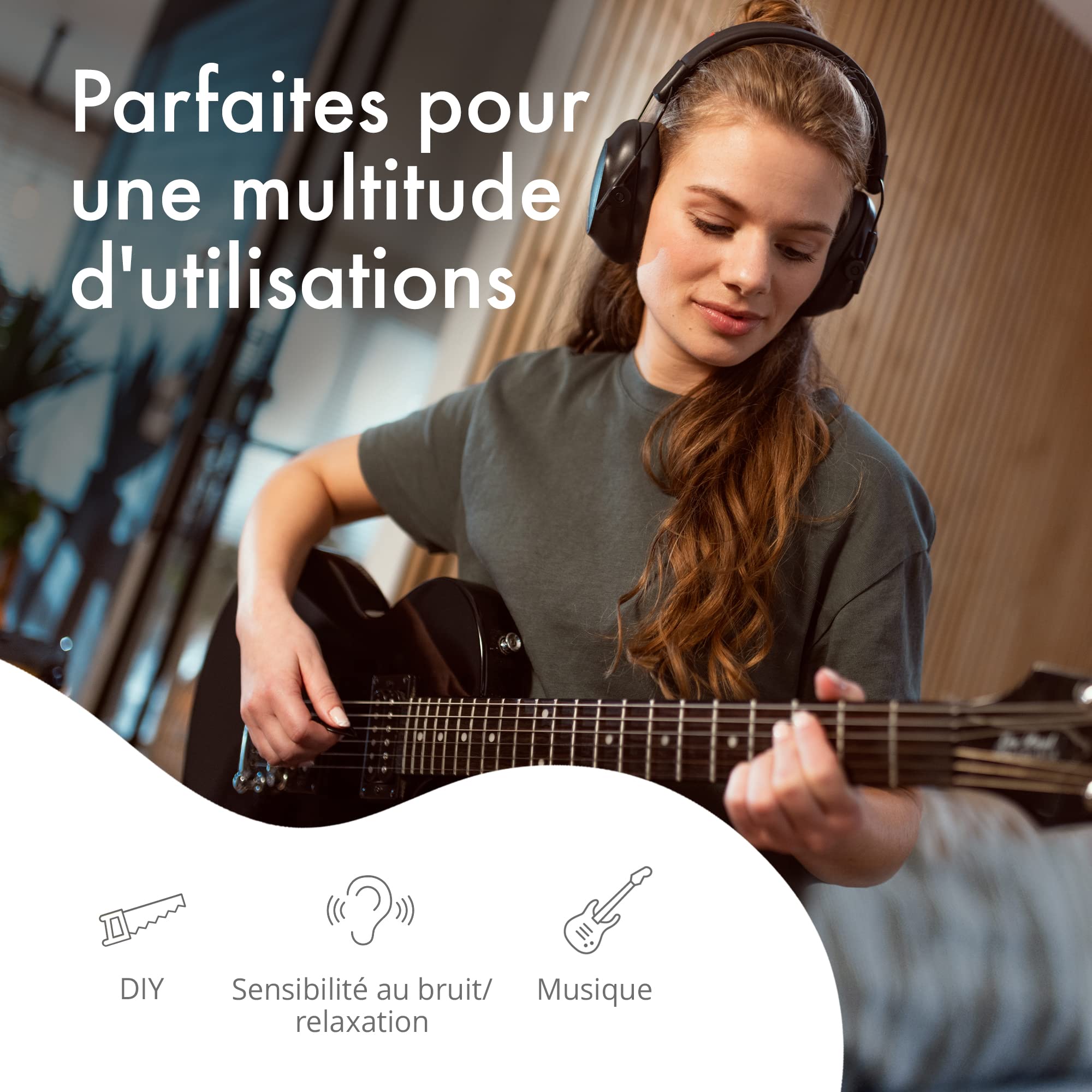 Alpine Casque antibruit adultes Defender- Haute qualité - Idéal pour la concentration, le jardinage & bricolage, le tir sportif - Serre-tête réglable - Confort assuré toute la journée - 26dB