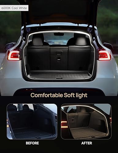 Miniatura 3 de TPARTS Tira de luz LED para maletero para Tesla Model Y 2021-2023, iluminación interior impermeable de silicona Tesla Model Y, fácil instalación