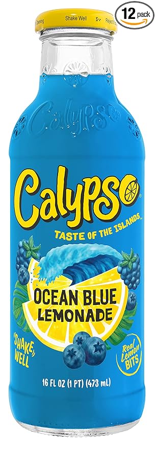 Calypso Lemonades | Made with Real Fruit and Natural Flavors | Ocean Blue Lemonade, 16 Fl Oz (Pack of 12)