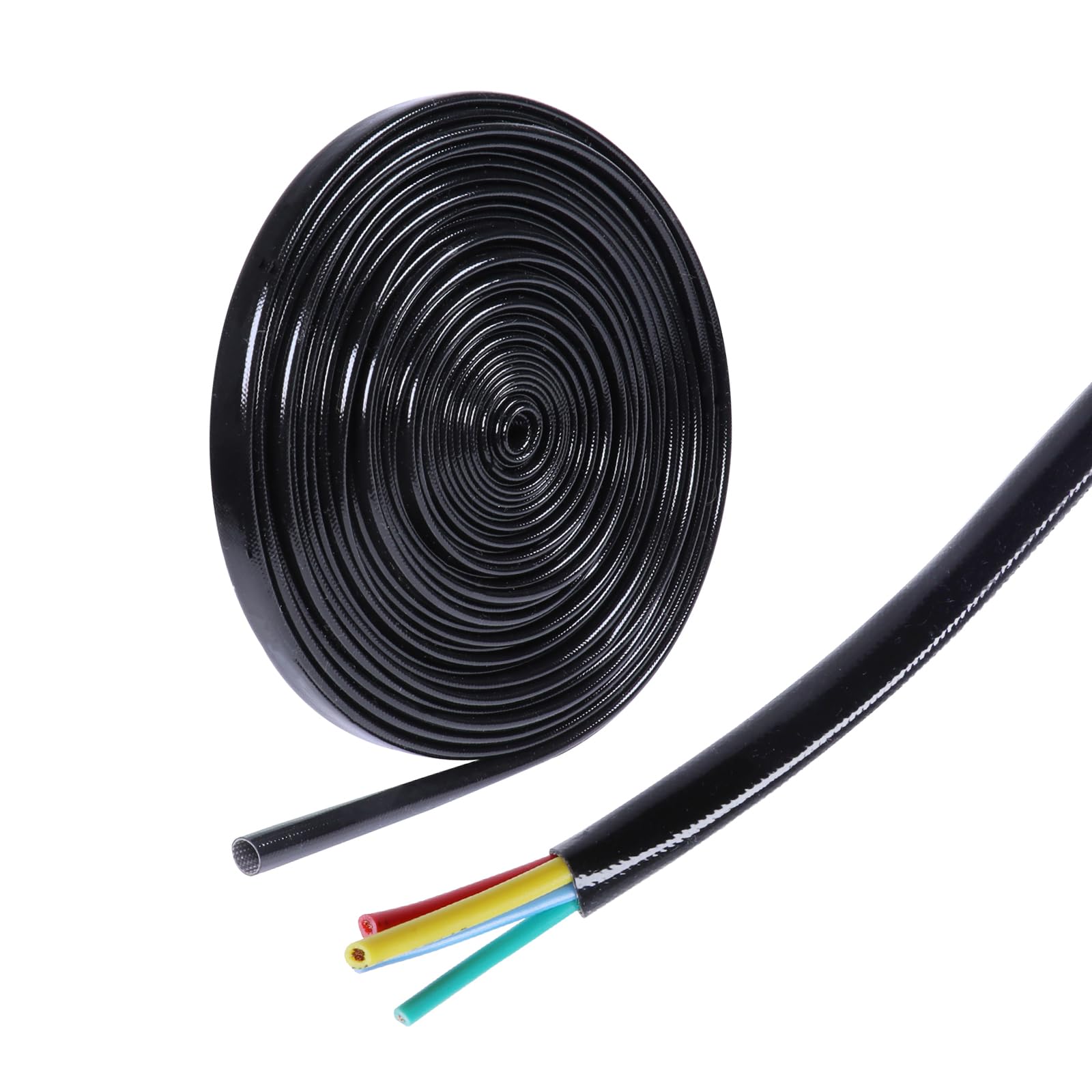 Silicone Fiberglass Sleeve Heat Shield Wire Protective High Temperature Electrical Insulation Self-extinguishing Black (3/16"-24ft)
