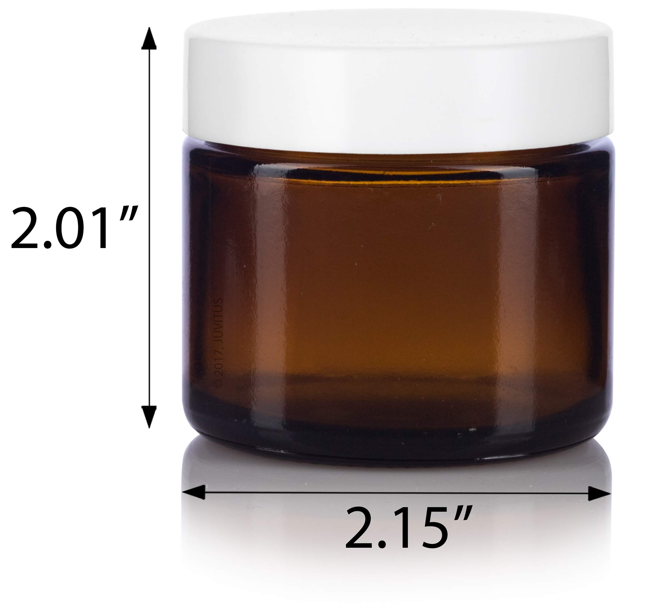 Amber Glass Straight Sided Jar with White Foam Lined Lids - 2 oz (6 Pack)