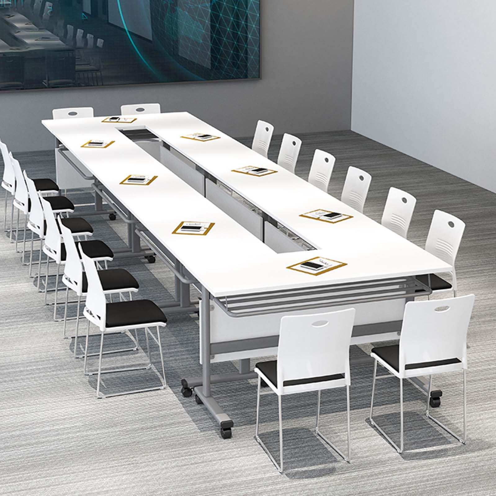 Scrivania pieghevole portatile con ruote, postazione di lavoro mobile per ufficio, conferenze, casa, scuola o sala di formazione, tavolo pieghevole versatile per computer portatile per una facile