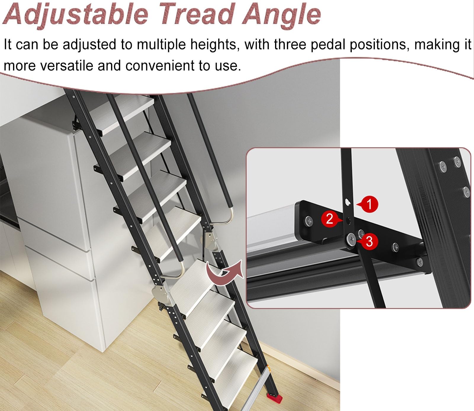 Escalera Escamoteable Escalera Plegable para Altillo de Techo de Alta Resistencia, Escaleras de Aluminio para Ático con Ganchos, Escaleras Plegables para Literas(10 Steps 2.4-2.7m (94.5-106.3"))