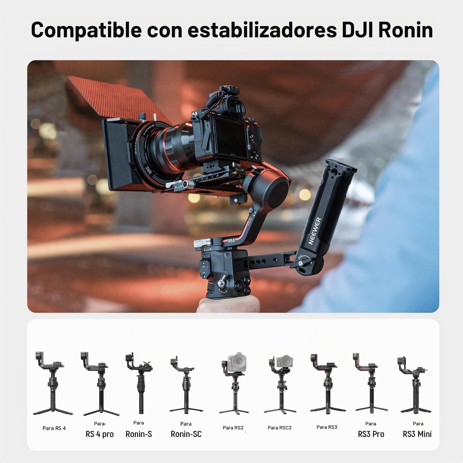 NEEWER RS4 RS3 Gimbal Sling Empuñadura Ajustable con Riel NATO, Compatible con dji RS4 RS4Pro RS3 RS3Pro RS3Mini RS2 RSC2 Ronin-S Ronin-SC para Tomas Angulo Bajo, Carga Máxima 13,2 LB, ST49