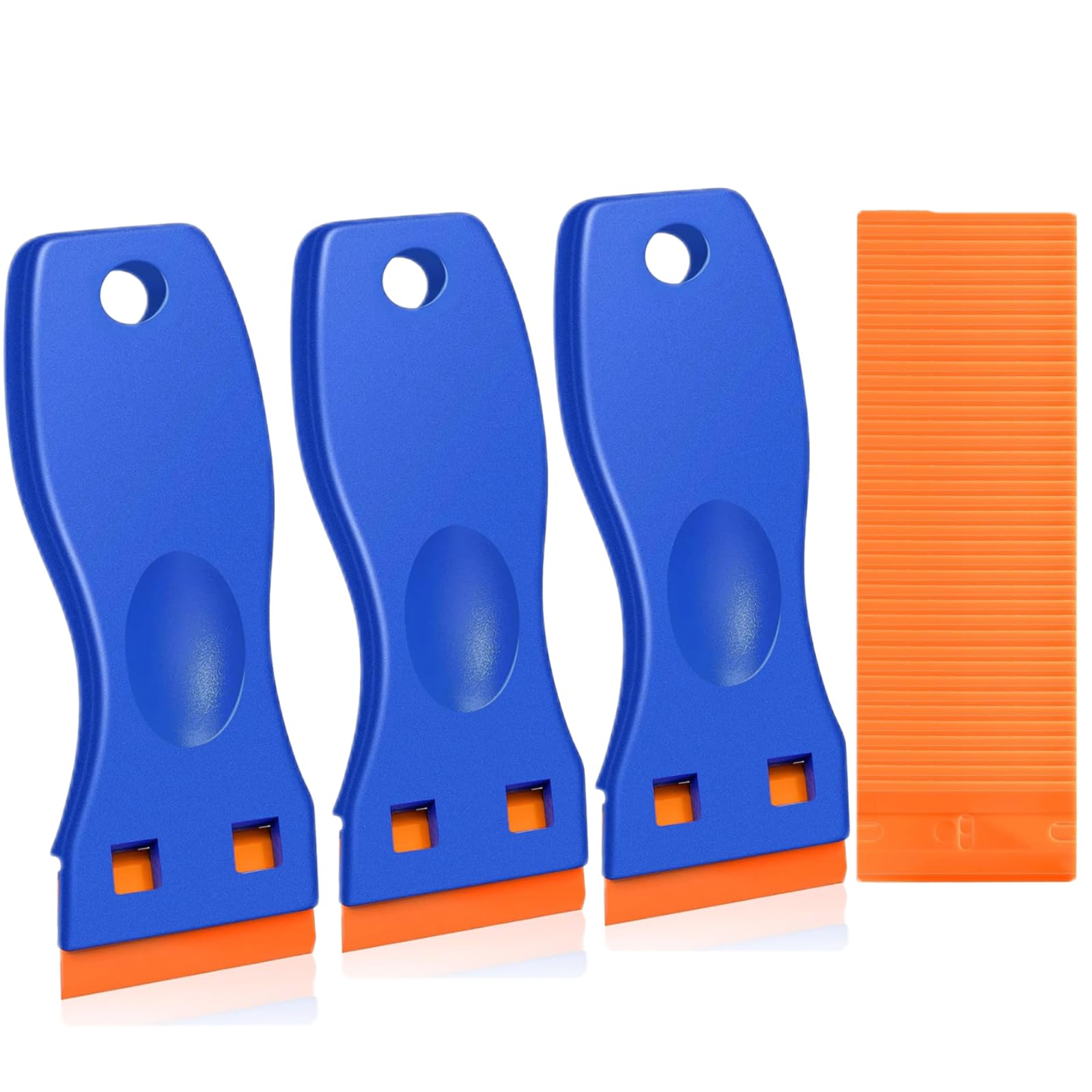Bettinay 3PCS Plastic Scraper for Cleaning with 100 Plastic Blades, Multipurpose Plastic Scraper Tool Non Scratch