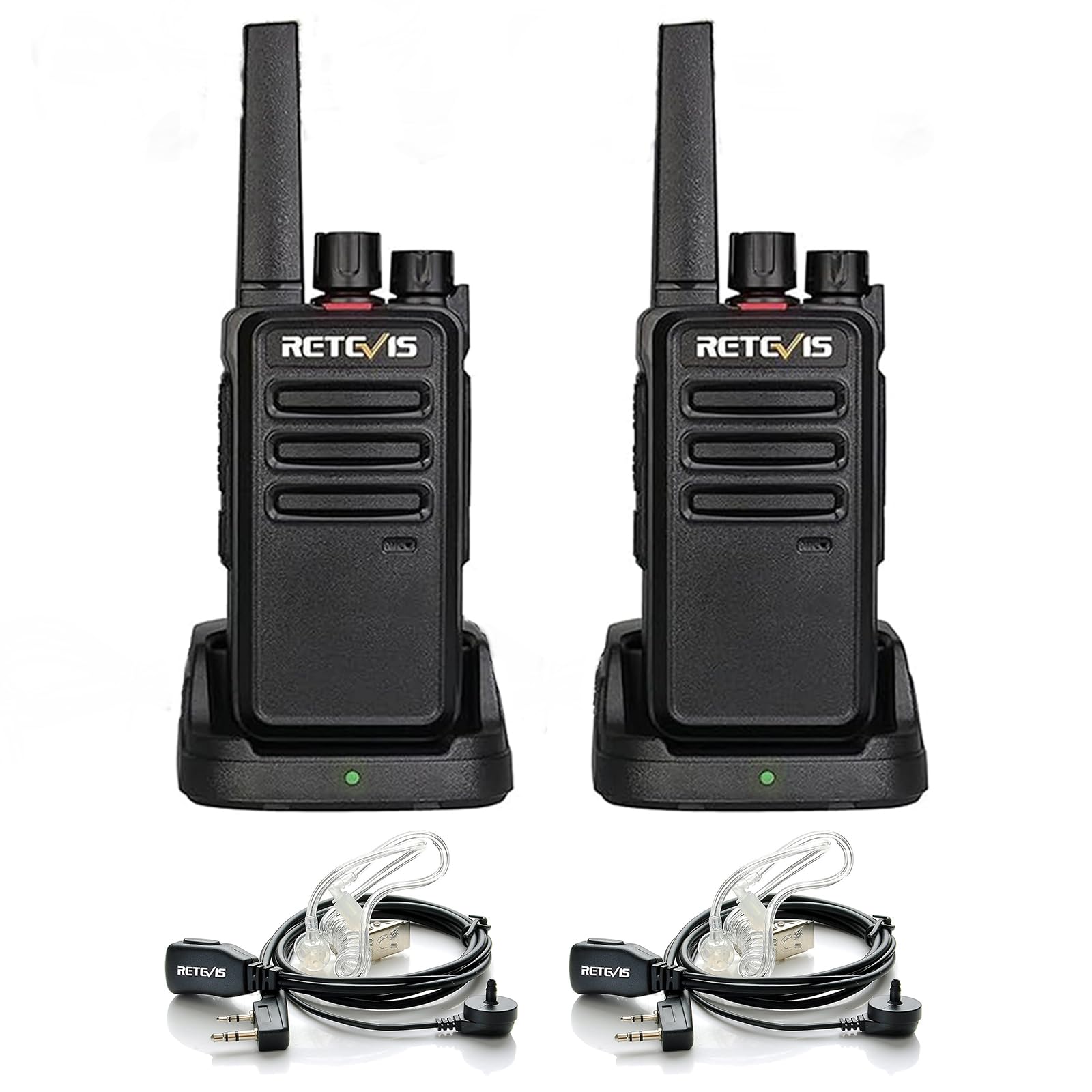 Retevis RT668 Walkie Talkie Professionali, Ricetrasmittenti PMR446, 1200mAh, VOX, Anticaduta, Antipolvere, Walkie-Talkie con Auricolareper per Sport All'aria Aperta,Escursionismo (Nero, 2 Pezzi)