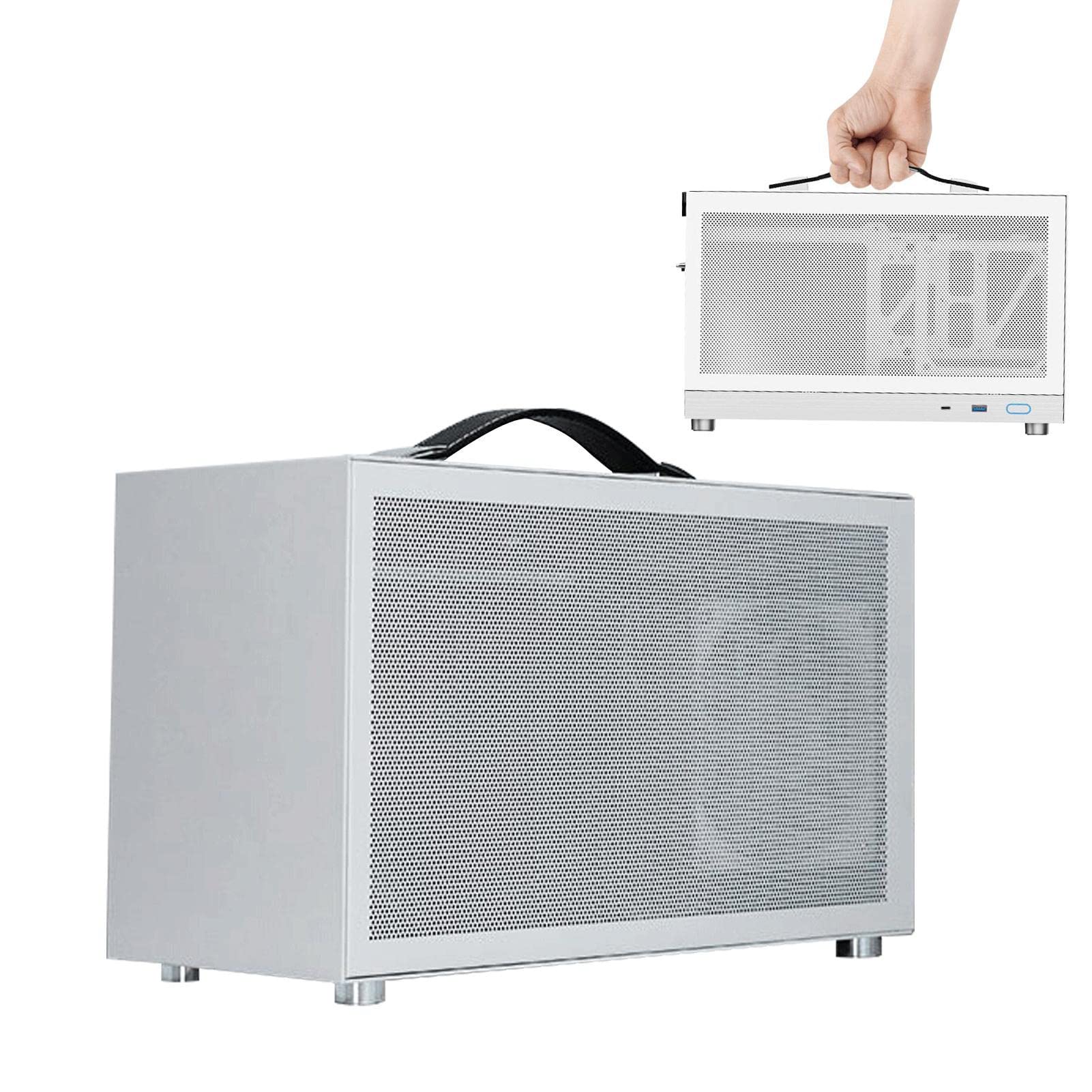Soporte para CPU, Soporte para PC con Ventilador | arandela Ajustable y Montaje en Pared, Carcasa de Ventilador con Placa Frontal de Malla, Accesorio portátil para Ordenador Ho