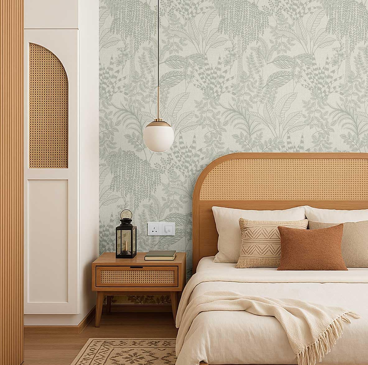 S4Sassy Self-Stick Decorative Wallpaper, Jungle Sketch Wall Paper, Vinyl Waterproof Contact Paper, Green, 25"X 120" Removable Renter Friendly Walls Covering for Bedroom, Dining Room