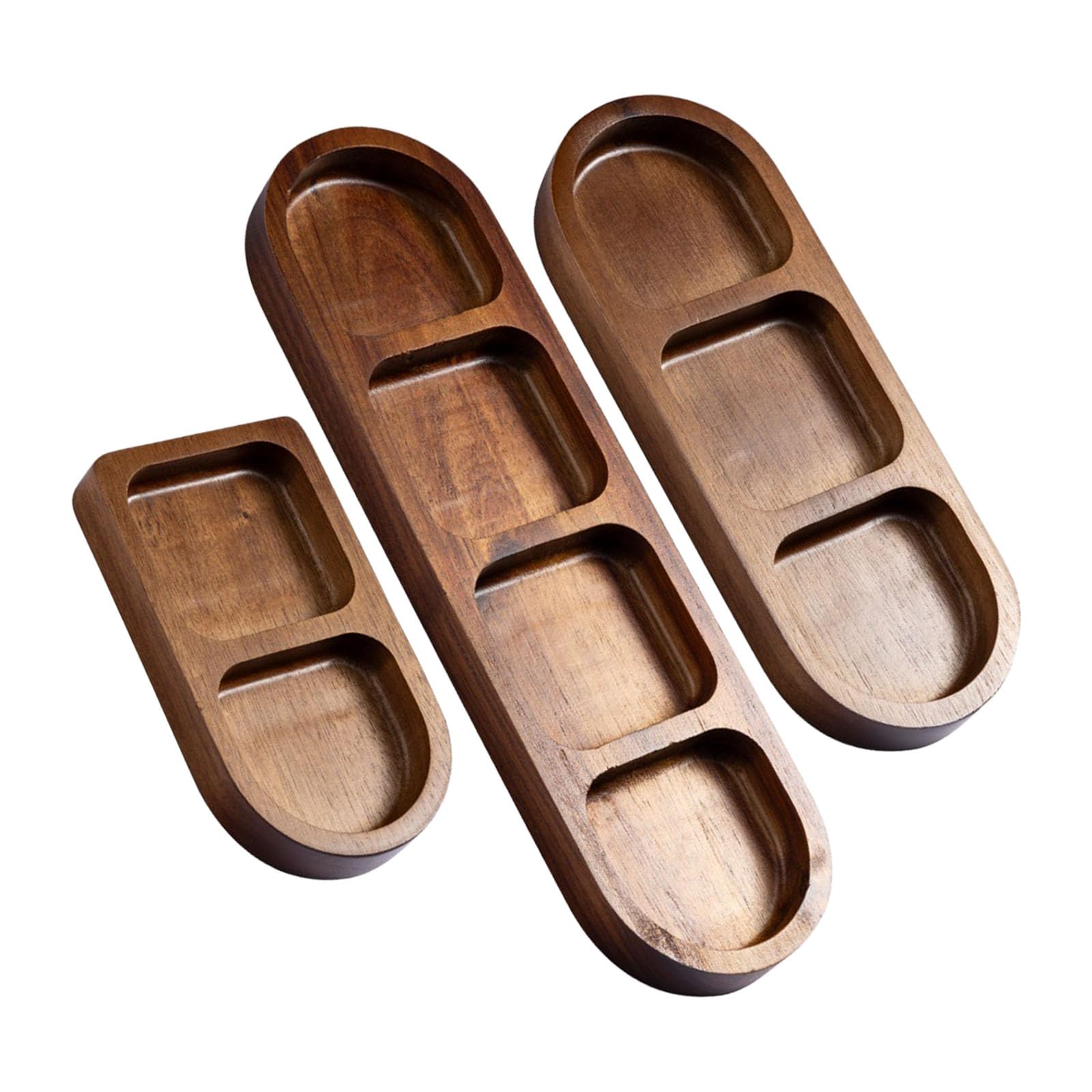 XIOANG Of 3 Artistic Display Tray Wood Texture Jewelry Storage Plate for Elegant Jewelry Presentation and Storaging Use Feeling Fashion Storage Tray