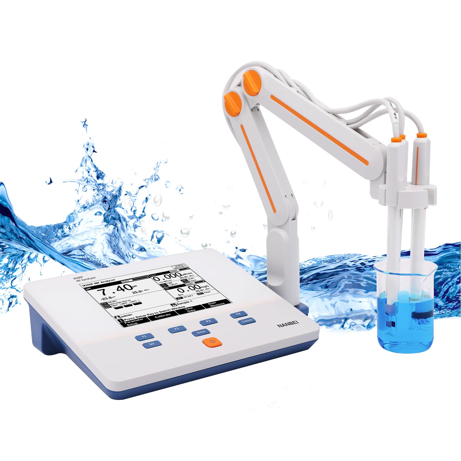 Agua multiparámetro digital 11 en 1, capacidad de datos de hasta 500 juegos para cada parámetro (compatible con GLP), mide la conductividad de iones de pH DO (M300F), soporte para comunicación