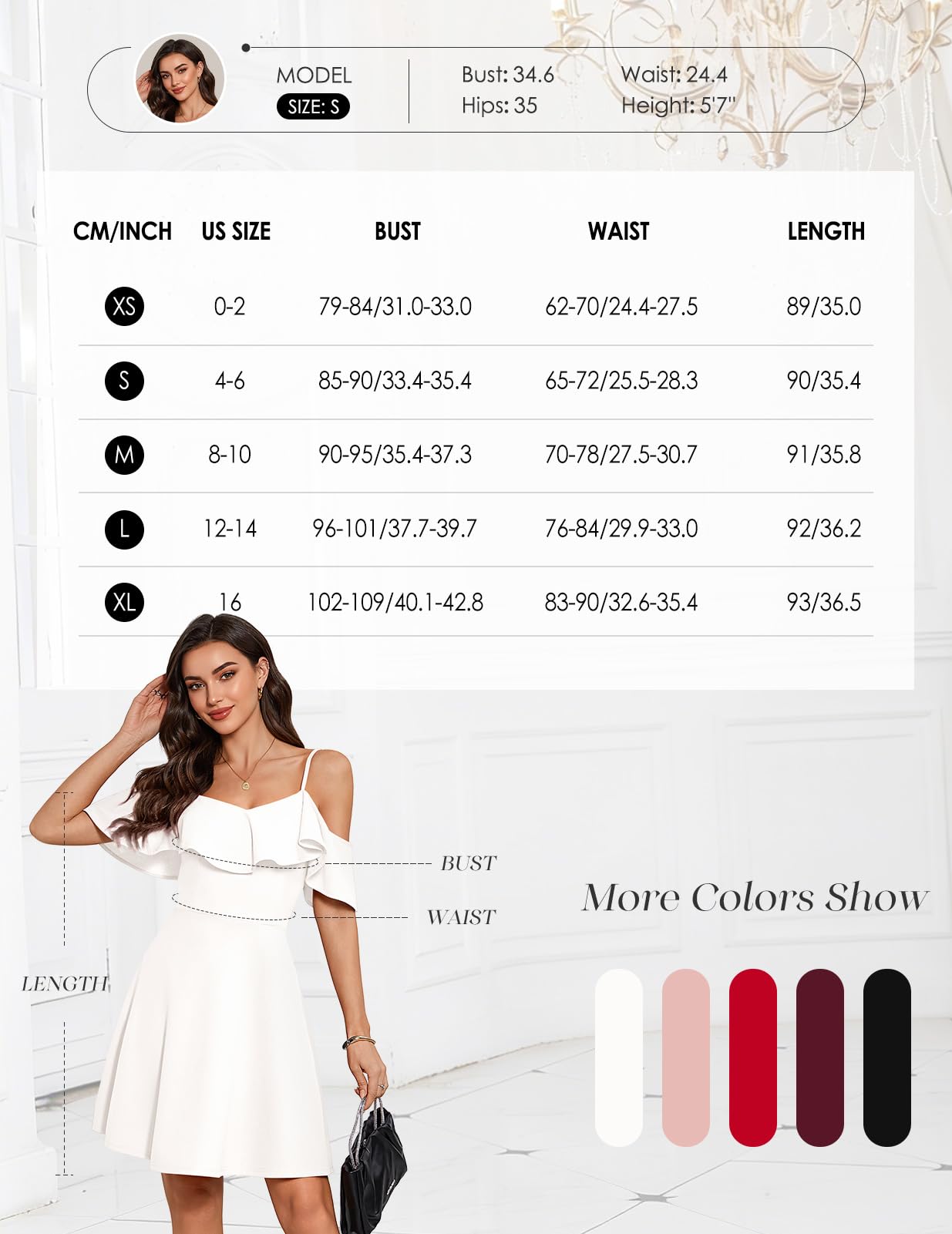 Bbonlinedress Kleid Damen Sommer Schulterfrei elegant mini Trägerkleid mit Rüschen festliches Party Cocktailkleid Casual Strandkleid