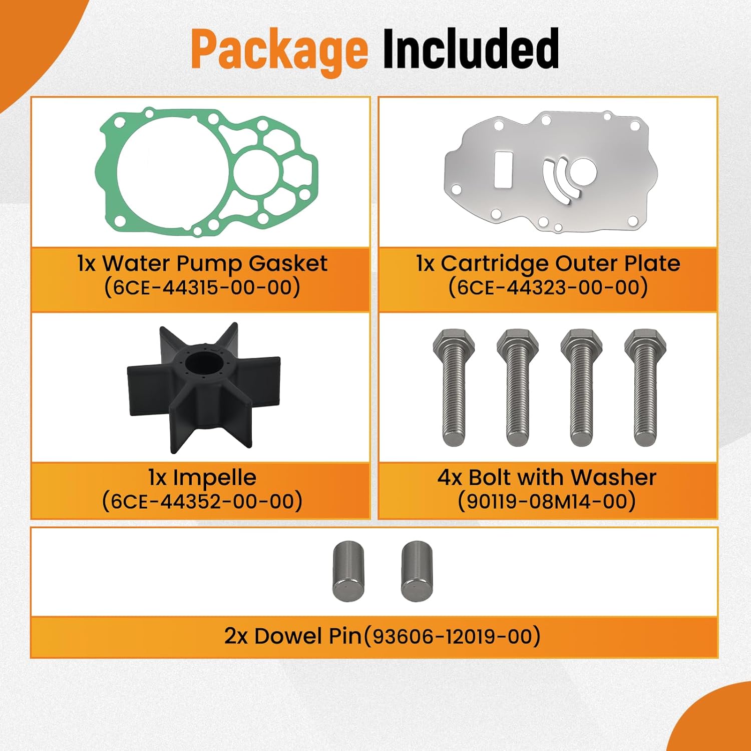 maXpeedingrods 6CE-W0078-01 Water Pump Impeller Repair Kit for Yamaha 225hp 250hp 300hp 4.2L 2010 & UP Outboards Replacement 6CE-W0078-00-00