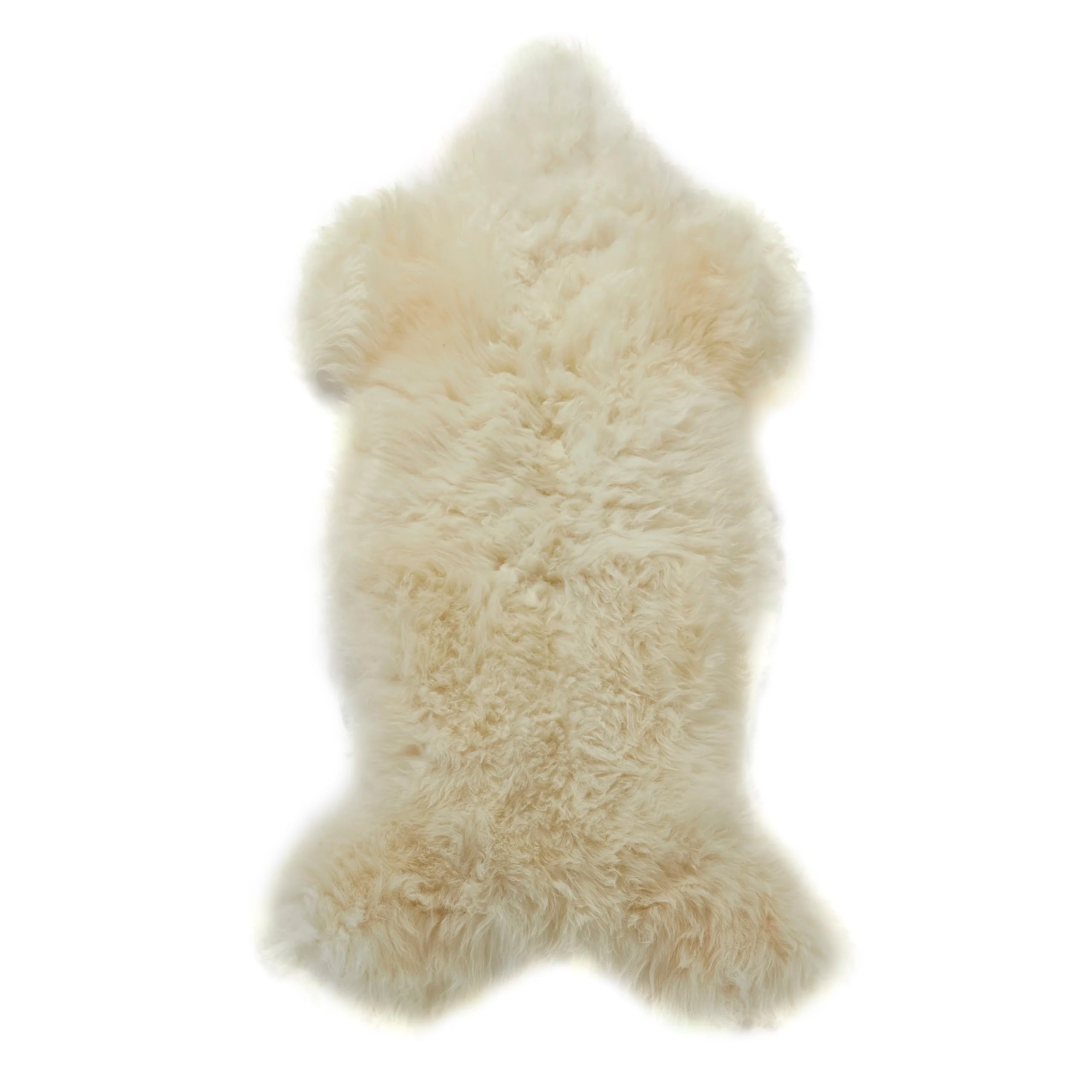 Simply Sheepskin British Rug - Ivory White Genuine Sheepskin - Ultra Soft Wool Bedside Rug, Machine Washable - Perfect for Any Room, (90-100 x 60cm)