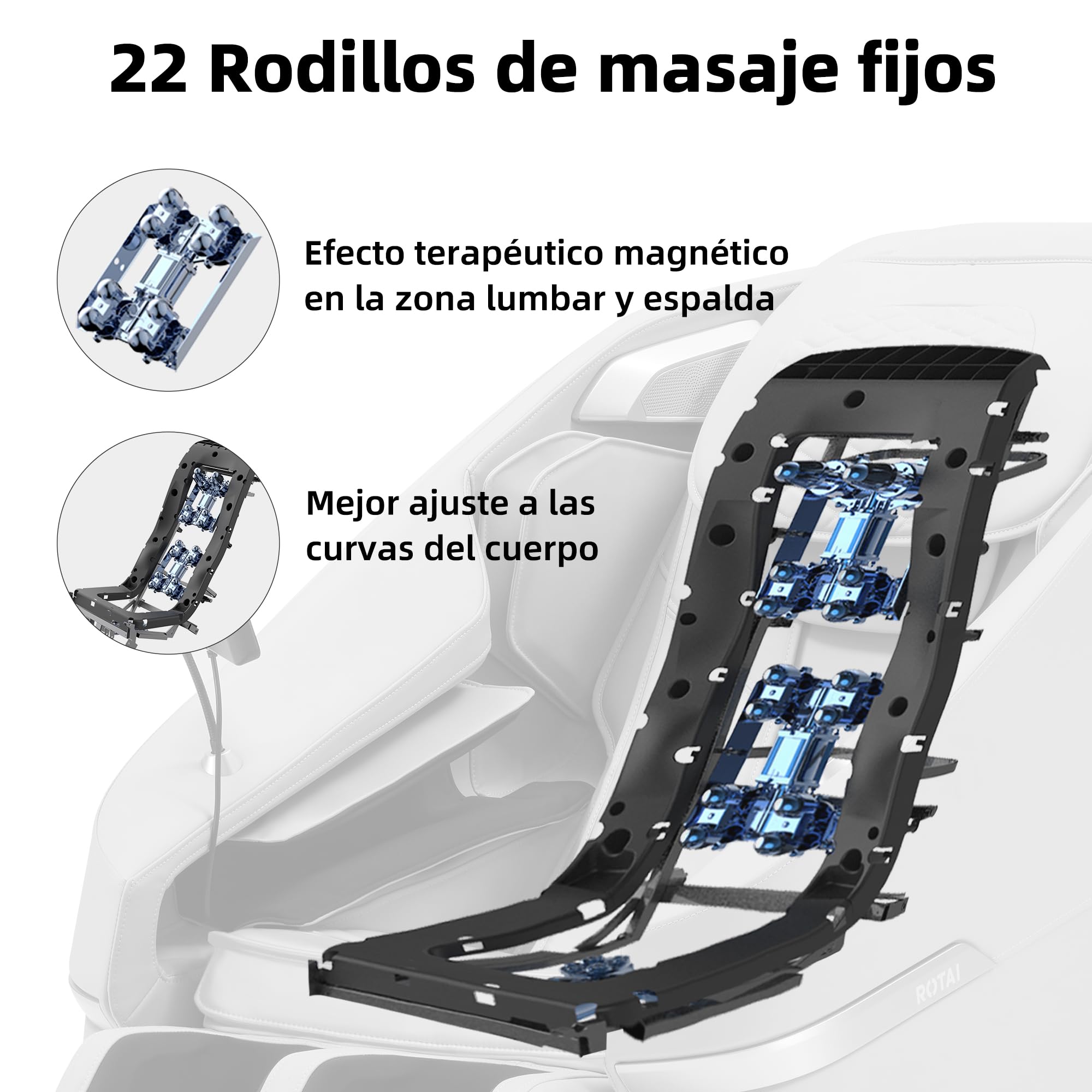 ROTAI Silla de Masaje de Cuerpo Completo con Amasado, Gravedad Cero y Bluetooth, Sillón Masajeador Shiatsu Profesional Reclinable, Sillón Relax Eléctrico para Casa y Oficina