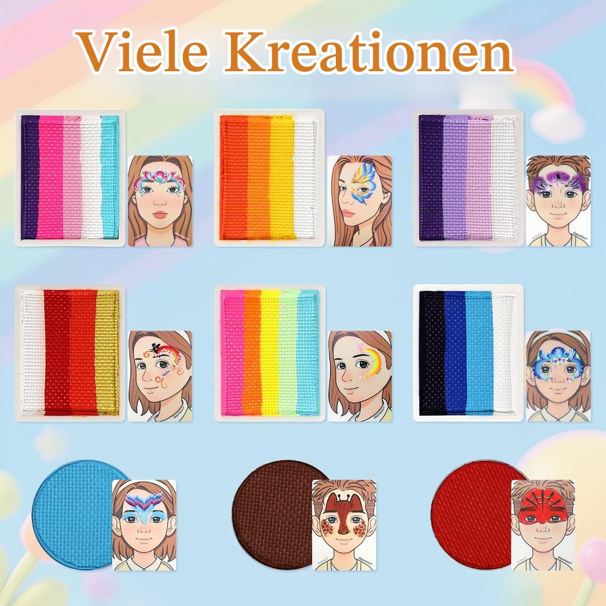 Professional Face Painting kit for kids 68 Colors Split Cake Face Paint Kit