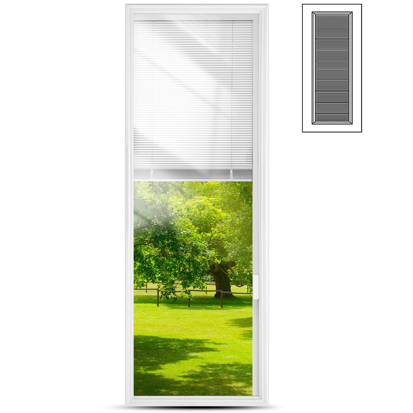 Pushglossy 22" x 64" Entry Door Glass Insert with Raised White Frame