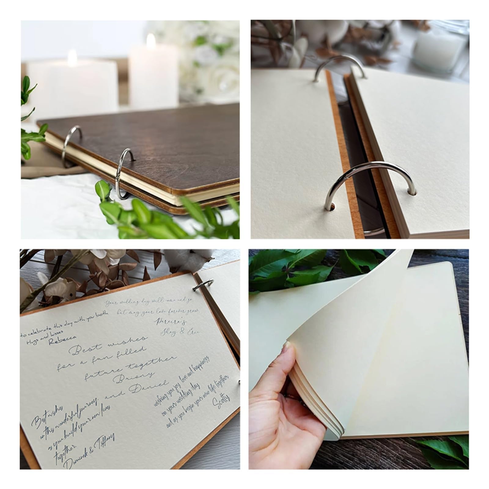 Guest Book Matrimonio Libro dei segni di Matrimonio in Legno A4 A5 | Registra Le Firme Degli Ospiti For Le Attività Dell'anniversario Di Fidanzamento(Color 3,A4 100 Pages)