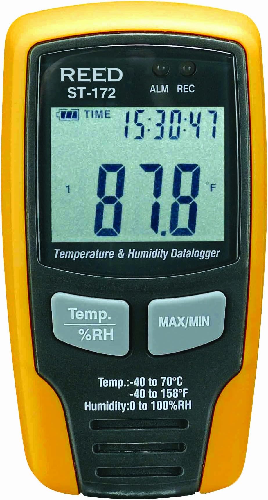 Reed ST-172 Humidity and Temperature Data Logger with LCD Display, -40 to 70 Degrees C Temperature Range, 0 to 100%RH Humidity Range