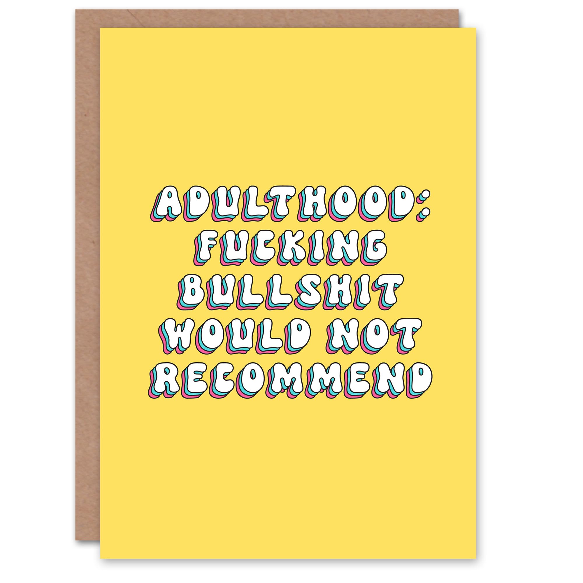 Artery8 Greeting Card Adulthood Would Not Recommend Joke Humour For Her Sister Daughter Niece Granddaughter Woman Birthday Card