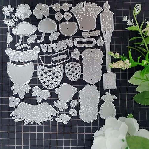 Miniatura 3 de Troqueles de corte para verano, hojas de palmera tropical, piña, gnomo, accesorios troquelados para hacer relieve, cumpleaños, tarjetas de