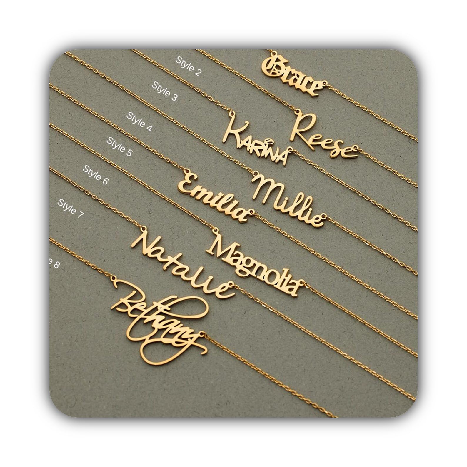 Oro collana con nome, 18K rosa delicato 925K argento sterling personalizzato per lei Natale
