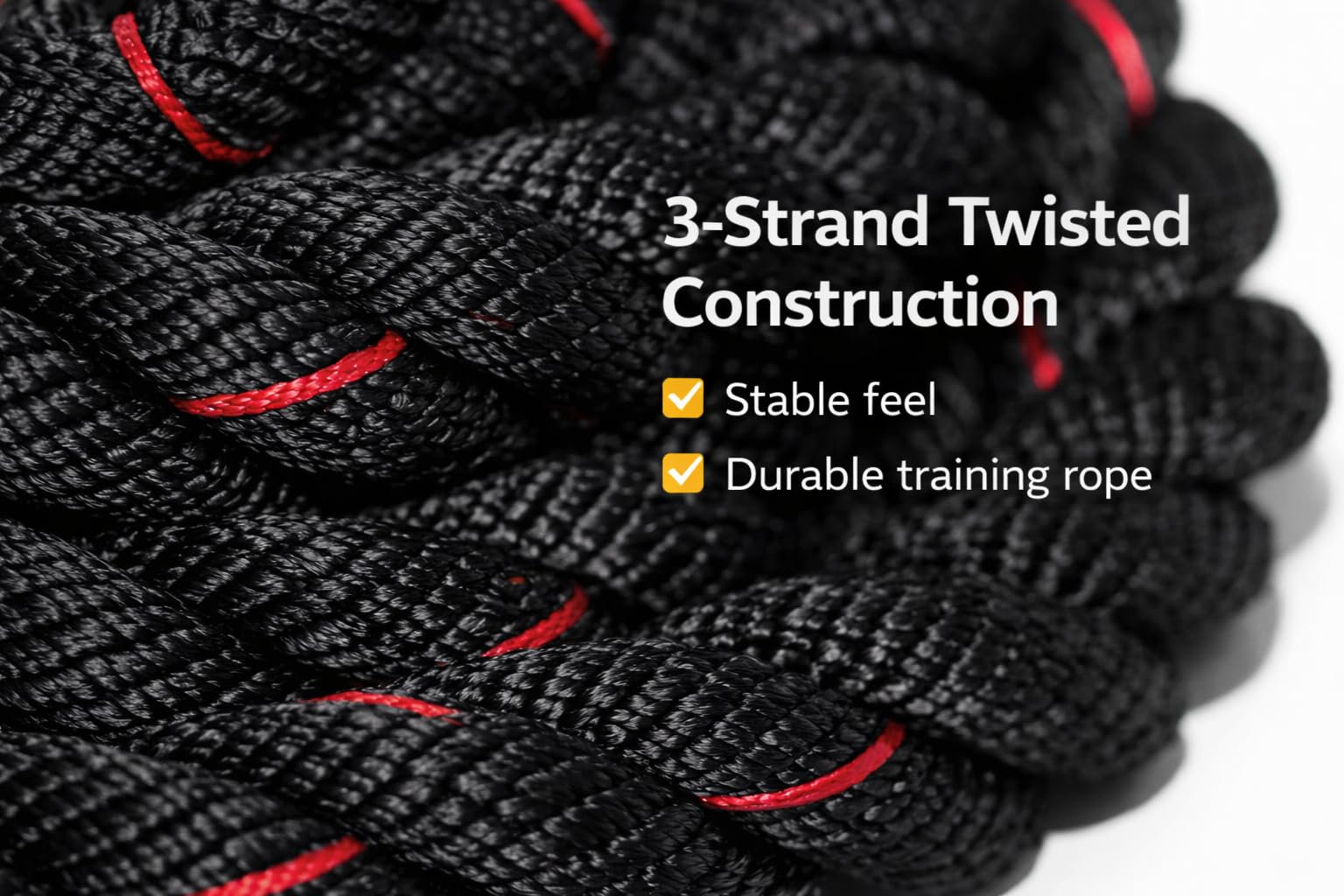 SGT KNOTS Cuerda de saltar de batalla trenzada – Cuerda de entrenamiento de fuerza pesada para fitness, crossfit, batalla (2 pulgadas x 10 pies, negro con trazador rojo)