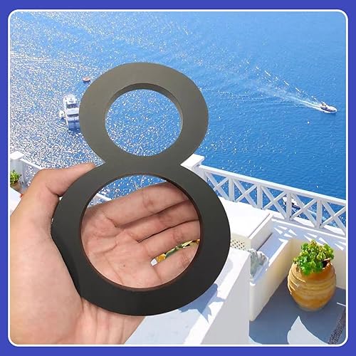 Miniatura 7 de Números de casa de 12 pulgadas para exteriores modernos de metal negro números de dirección para puertas flotantes de casa con kit de clavos para el