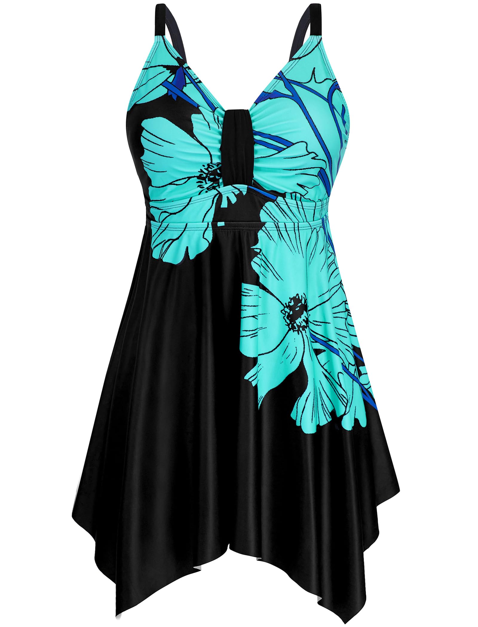 Arolina Womens Plus Size Swim Dress One Piece Swimsuit Tummy Control Bathing Suit with Flowy Skirt Swimwear S-26W