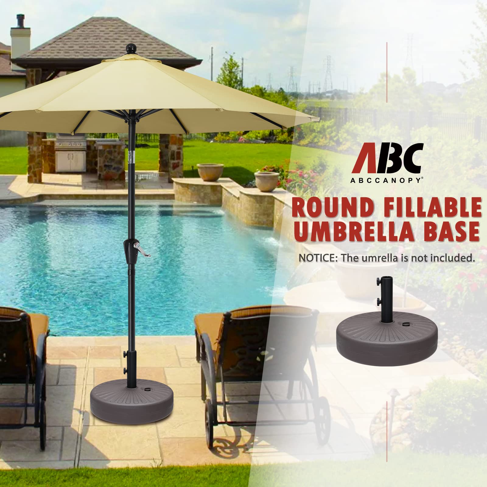 4 Basi Riempibili Per Ombrellone A Sbalzo – ABCCANOPY, Forma A Ventaglio, Capacità Fino A 61,7 Kg - 4