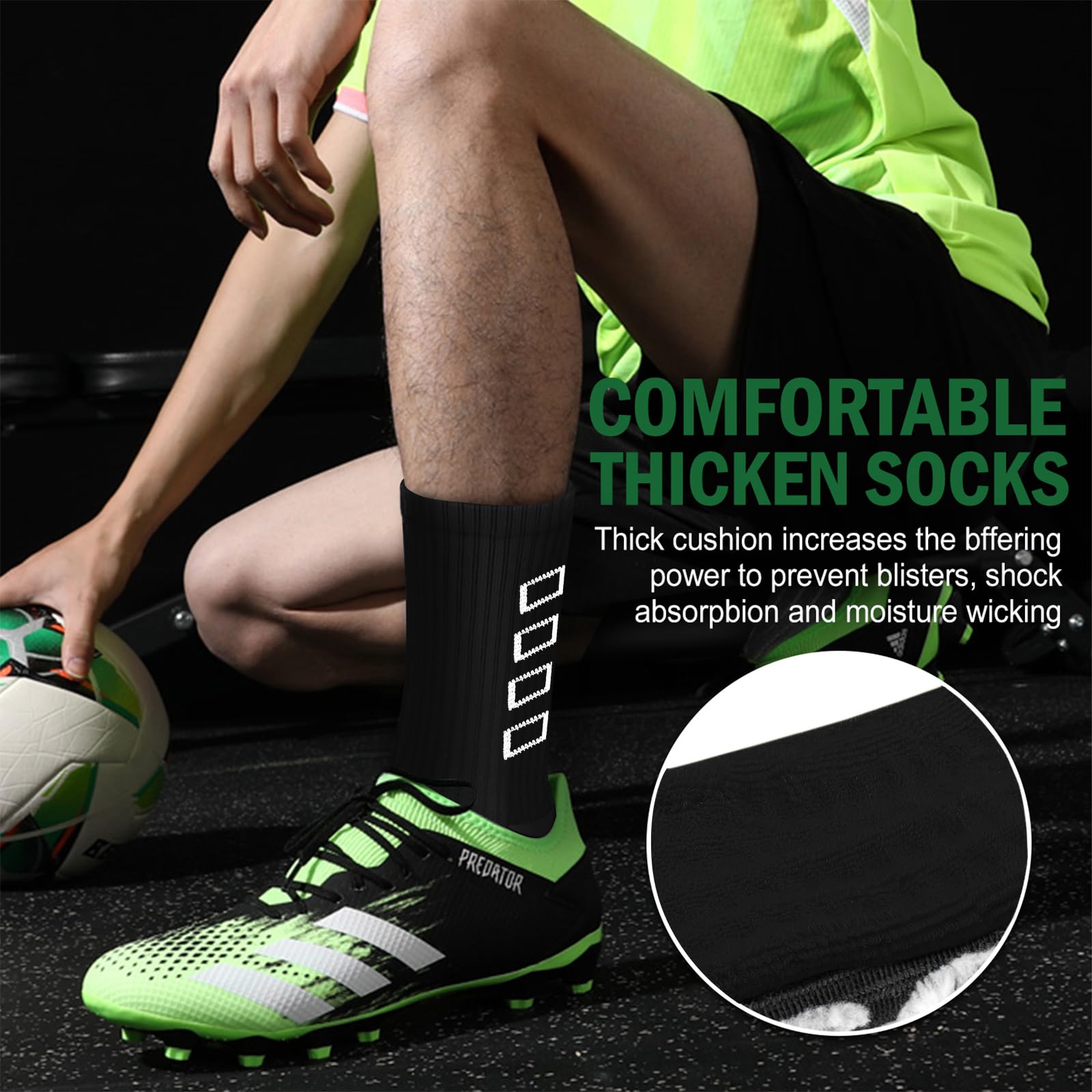 ENONEO Calze Calcio Antiscivolo Uomo 37-45 Calze Antiscivolo Calcio Anti Vesciche Addensare Cotone Calzini Sportivi Donna Traspirante Calzini Grip Calcio per Ciclismo Trekking