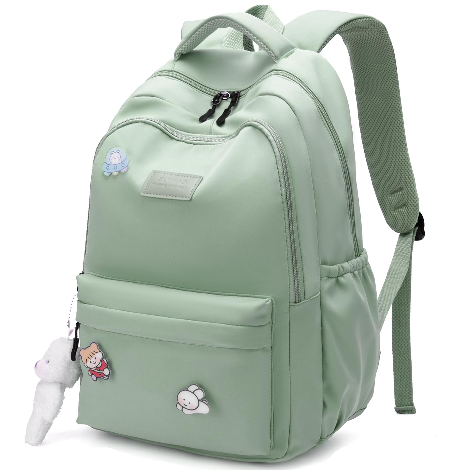 HuiLeo School Backpack for Teen Girls Cute Bookbag for High Middle School College Aesthetic Laptop Back Pack,Green