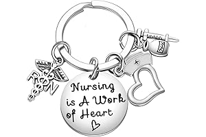Nurse Keychain RN Nursing is A Work of Heart Nurses Appreciation Thank...