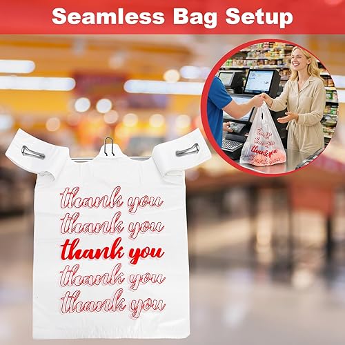 Miniatura 7 de Lawei 500 bolsas de agradecimiento reutilizables para comestibles, bolsas de plástico de 13 x 7 x 21 pulgadas para compras, restaurantes, catering