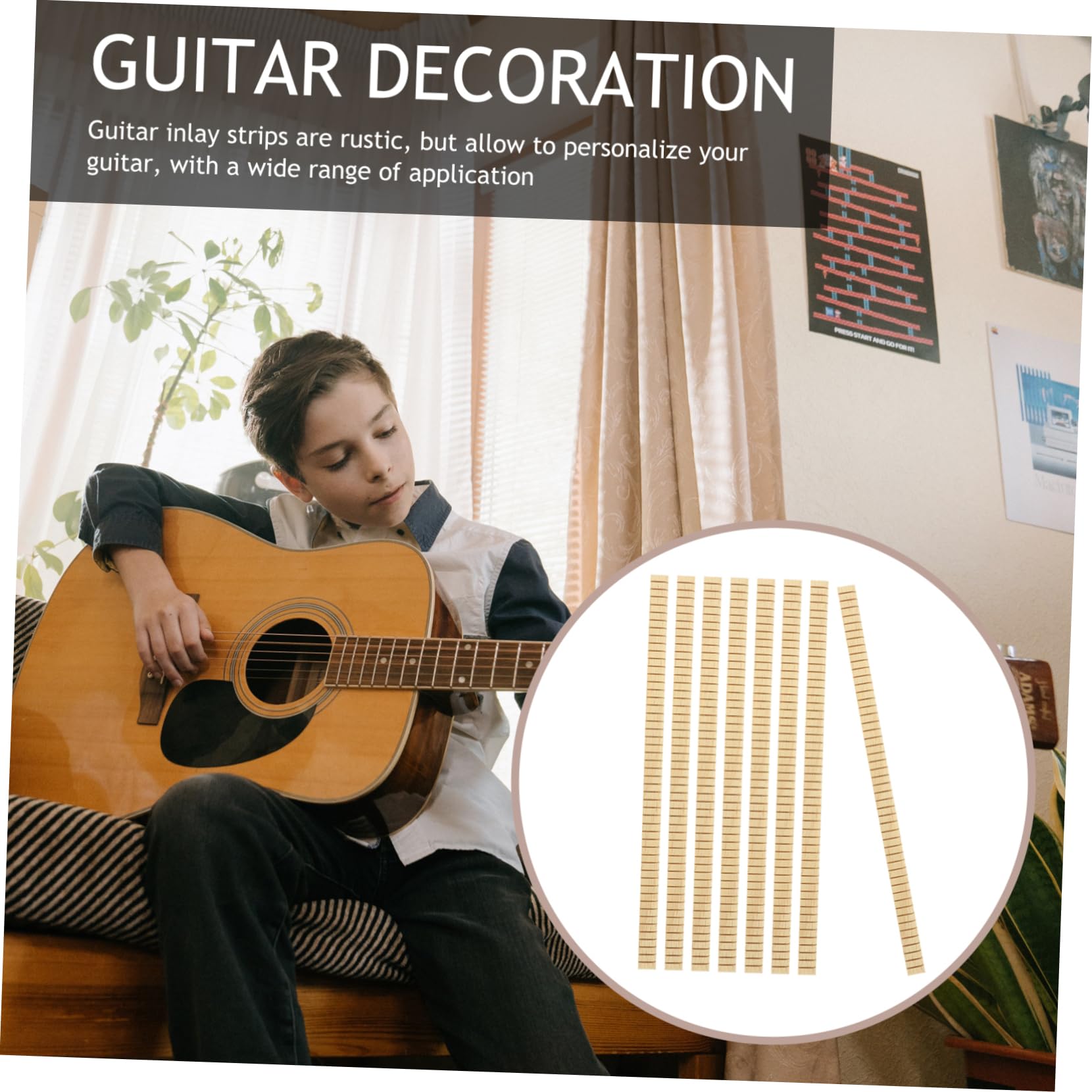 OFFSCH Wood Inlay Strips for Guitar Luthier Tools Rustic Binding for Ball Inlay Pins