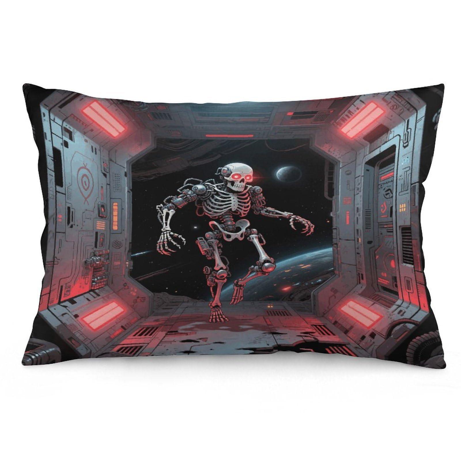 Skull Throw Pillow Cover Soft Pillow Case Decorative Lumbar Pillow Cover Cozy Throw Pillowcase Polyester Rectangular Cushion Case Decor for Couch Sofa Bed