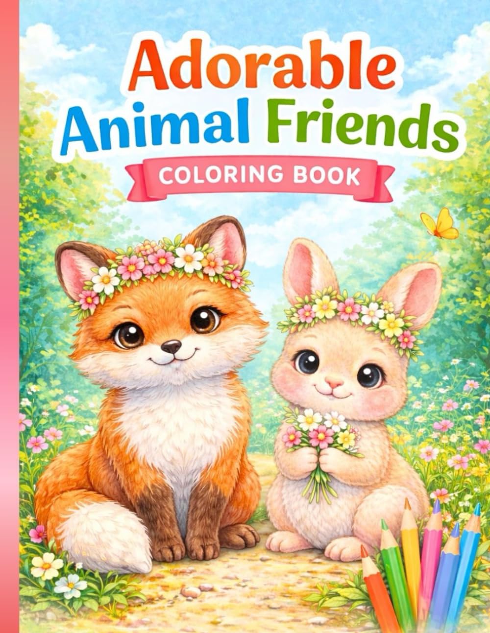 Adorable Animal Friends Coloring Book: 40 Cute & Cozy Animal Coloring Pages for Kids