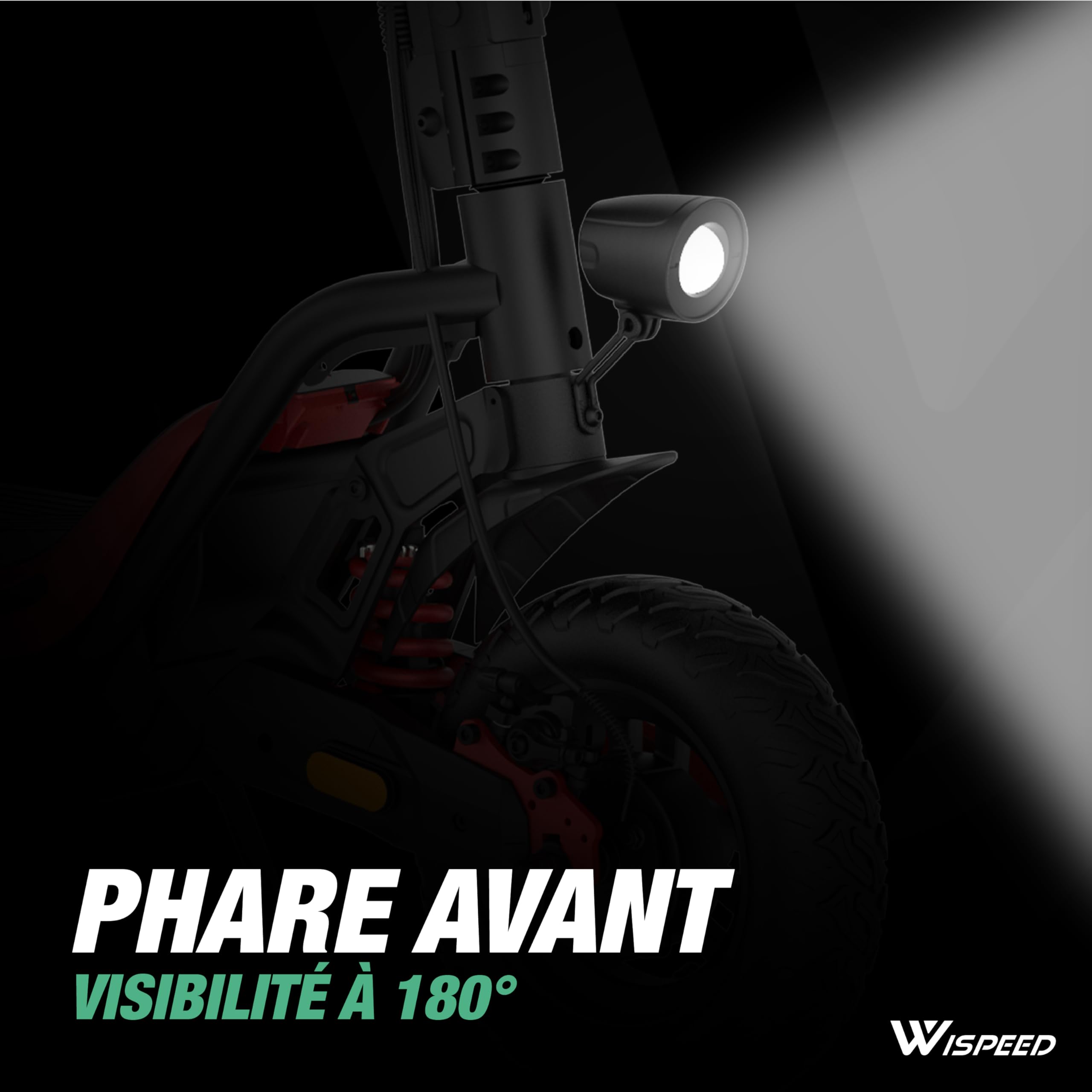 Wispeed - SUVPILOT 150R - Trotinette électrique Off Road - 800 W - Pliable - Pneu Cross 10" - 60km - 25km/h - Deck Ultra Large 20cm - IP65 - IPX6 - Écran LED - Double Frein - Double Suspension - Noir