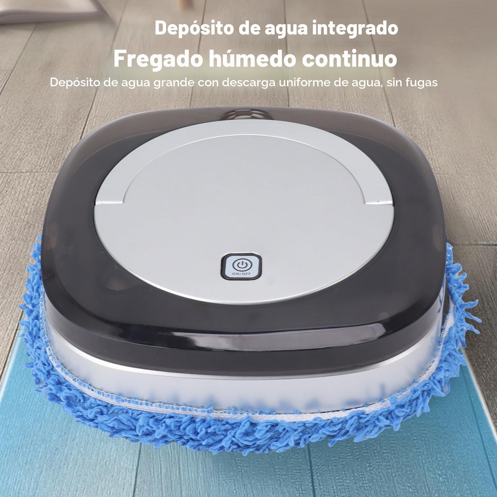 Robot para Fregar Pisos, Máquina Automática para Fregar Pisos, Robot Inalámbrico para Fregar Pisos de Alta Eficiencia, Robots para Fregar Automáticamente con Aspiradora con Tanque de Agua(Plata)