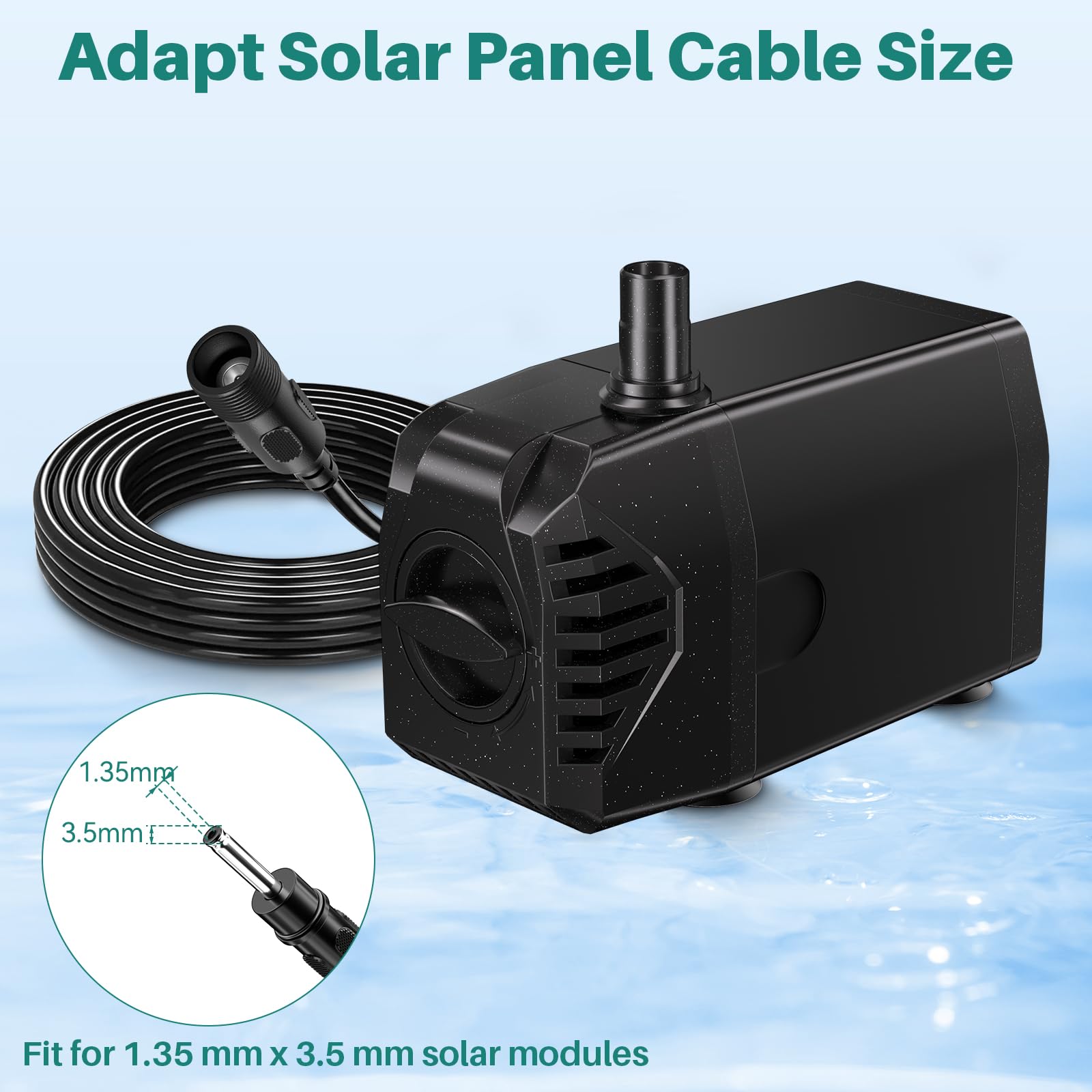 Biling Pompa dell'acqua 10 W 875 l/h per laghetto solare da 12 W a 20 W con filtro e protezione contro il funzionamento a secco, fontana solare per esterni, utilizzata con pannelli solari per piccoli